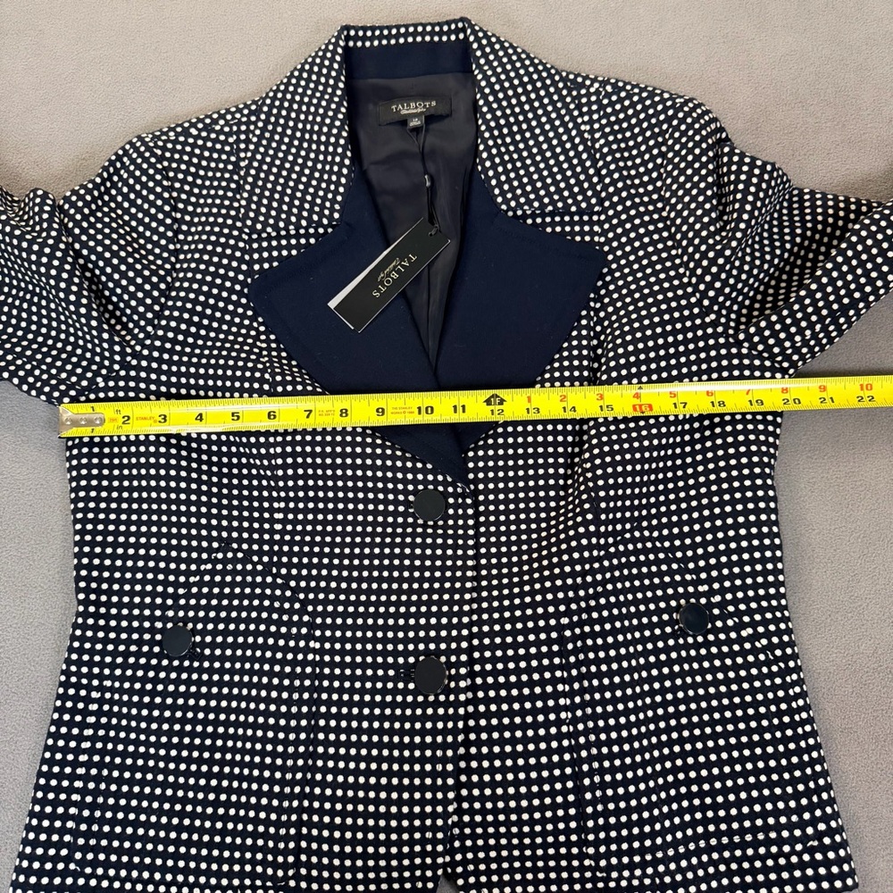Talbots The Grace Fit Flatteringly Classic $179 Navy Polka Dot Women's Blazer-14 - Picture 8 of 13